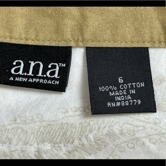 a.n.a. White Tan Pure Cotton w/Sequins Cottage Boho Circle Skirt Size 6 - Picture 6 of 9